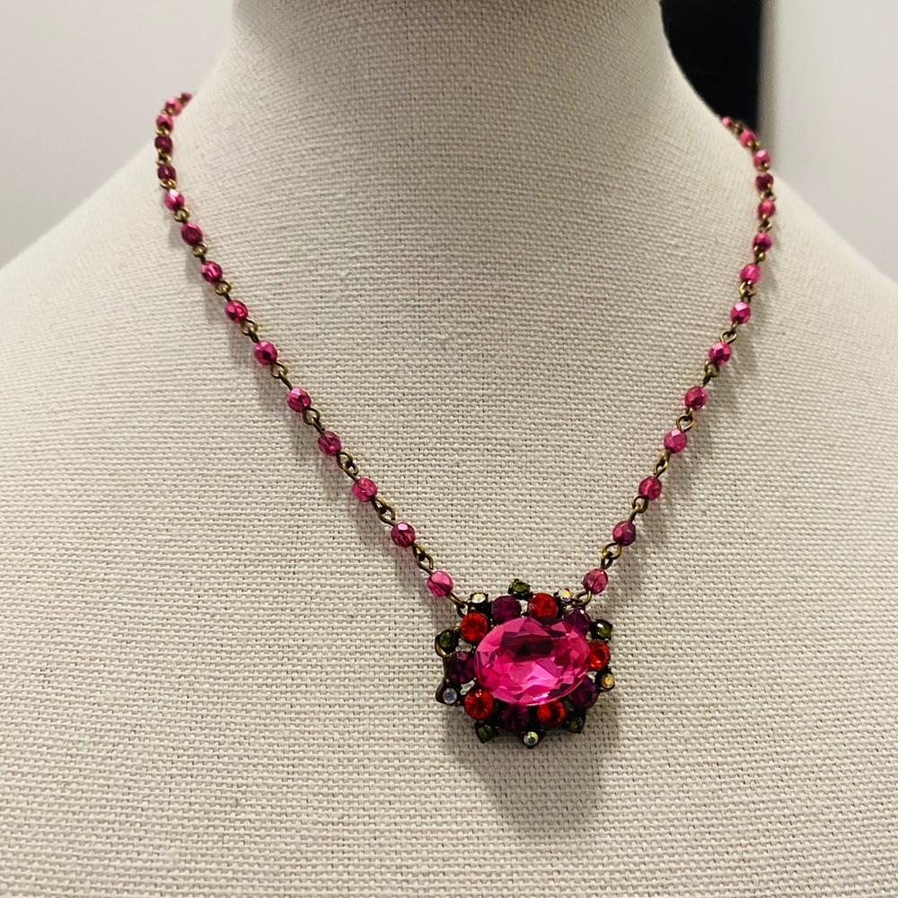 vintage pink and black necklace